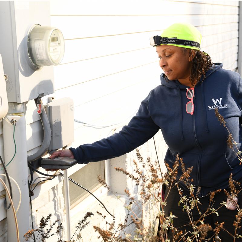 Our water meter readers use devices designed to communicate with your inside meter through these outside touchpad remotes.